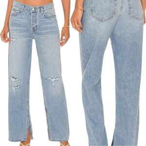 GRLFRND Liya Low Rise Boyfriend With Slit Cuffs Jeans In Color Solana